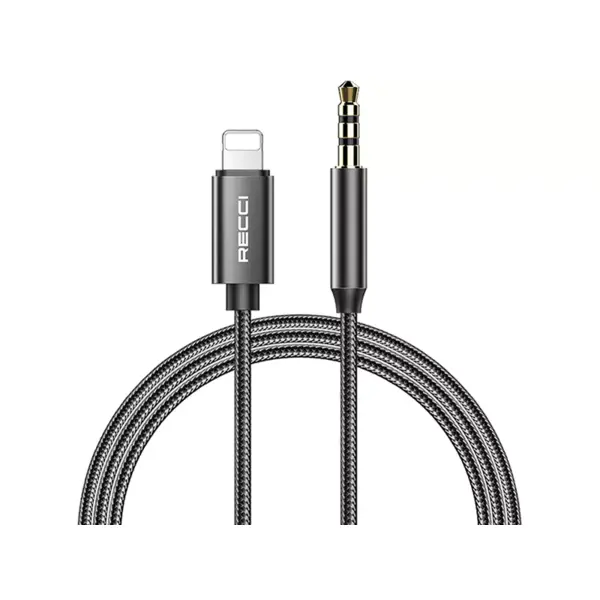 کابل مبدل  صدا 3.5 میلیمتری به لایتنینگ رسی RECCI RH02 LIGHTNING TO 3.5 AUX AUDIO CABLE 1M