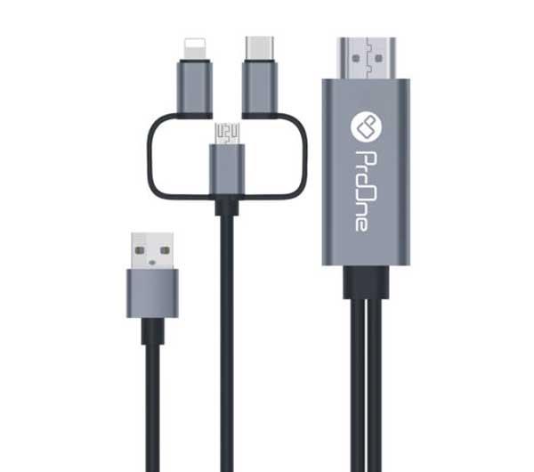 کابل تبدیل HDMI به USB-C / microUSB / لایتنینگ پرووان مدل PCH70 طول 1.8متر