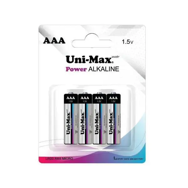 باتری نیم قلمی آلکالاین کارتی 4 عددی Uni Max