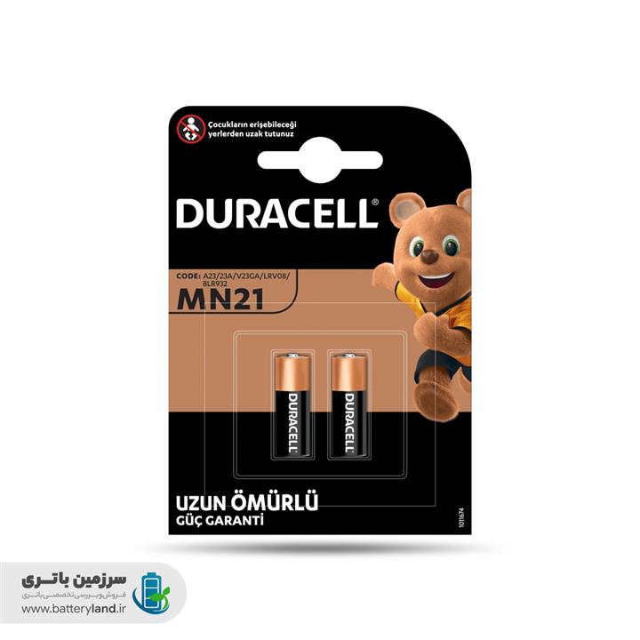 باتری ریموتی آلکالاین ۶۰ میلی آمپر ۱۲ ولت سایز A23 مدل MN21 دوراسل Duracell [بسته ۲ عددی]