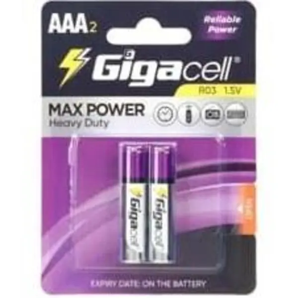 باتری دوتایی نیم قلمی Gigacell Max Power Heavy Duty R03 1.5V AAA - 3