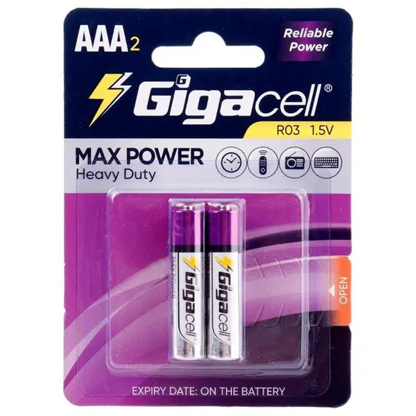 باتری دوتایی نیم قلمی Gigacell Max Power Heavy Duty R03 1.5V AAA - 4