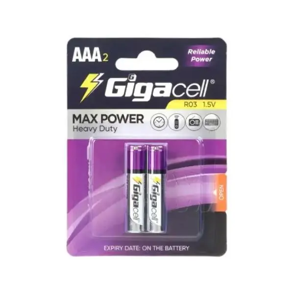 باتری دوتایی نیم قلمی Gigacell Max Power Heavy Duty R03 1.5V AAA - 2
