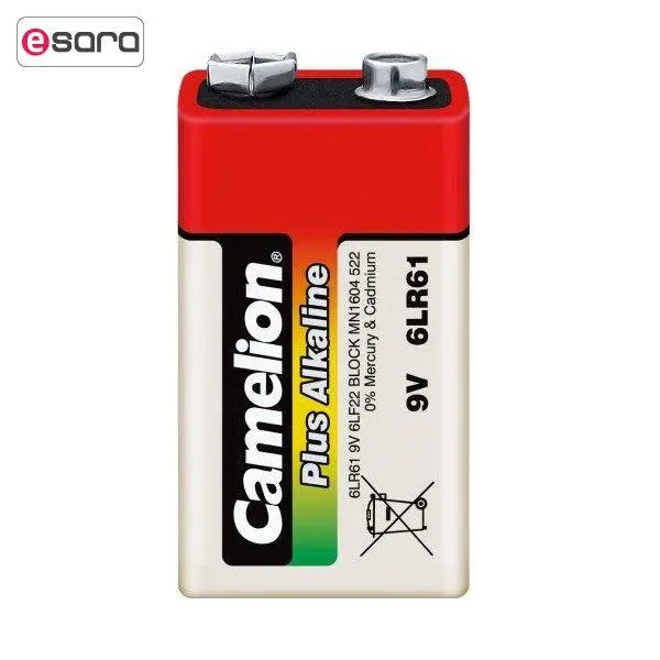 باتری کتابی کملیون مدل Plus Alkaline 6LR61 بسته 2 عددی