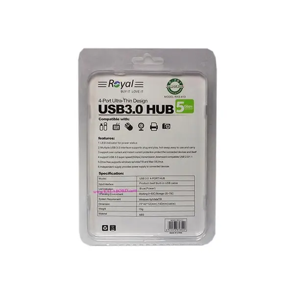 هاب 4 پورت رویال مدل Royal usb 3 Hub RH3-413