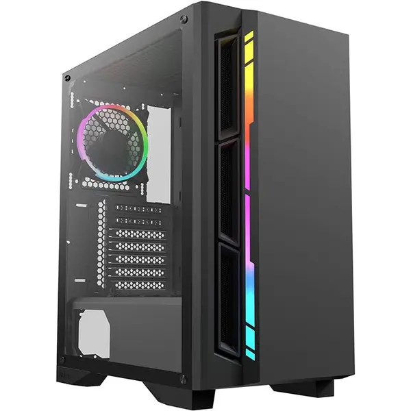 Antec NX Series NX400, Mid-Tower ATX Gaming Case, Tempered Glass Side Panel, LED Strip Front Panel, 360 mm Radiator Support, 1 x 120 mm ARGB Fan Included