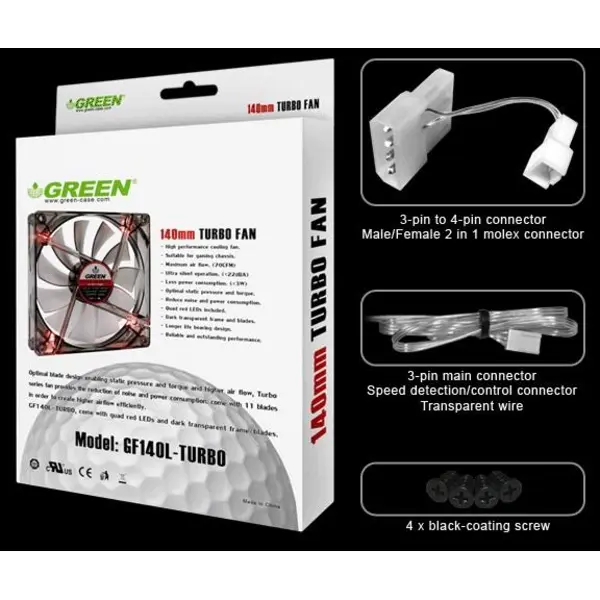 فن کیس گرین مدل Case Fan GREEN 140mm Turbo LED - 4