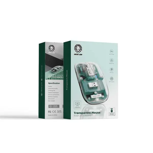 ماوس شفاف گرین لاین مدل GNTRAMOUSE ا Green Lion transparent 2400DPI 400mAh mouse