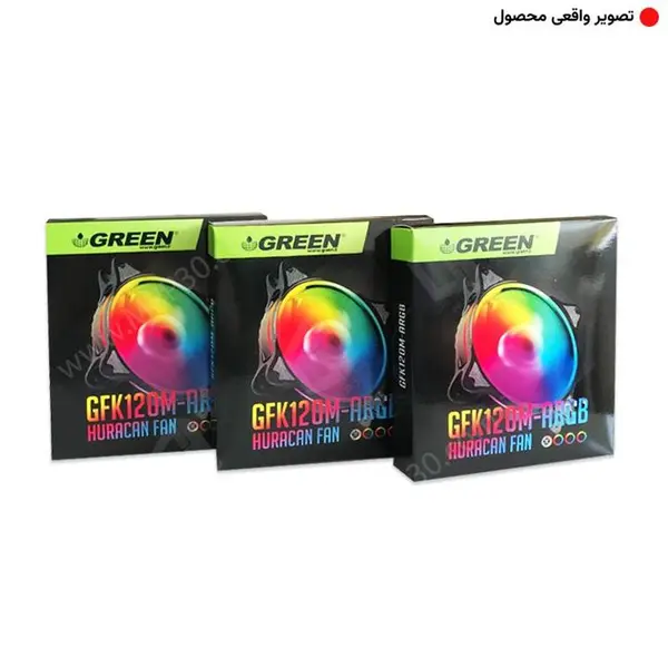 کیت ۳ عددی فن گرین مدل HURACAN FAN GFK120M-ARGB