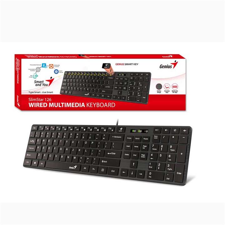 صفحه کلید باسیم جنیوس مدل SlimStar 126 ا SlimStar 126 Wired keyboard کد 6123