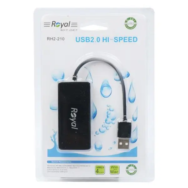 هاب USB 2.0 چهار پورت رویال مدل RH2-210