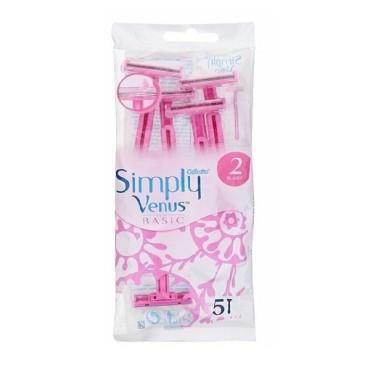 خودتراش زنانه 2 لبه مدل Simply Venus Basic ونوس ژیلت بسته 5 عددی