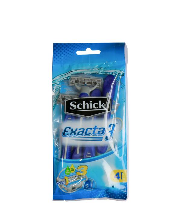 خودتراش یکبار مصرف 3 لبه مدل Exacta 3 شیک بسته 4 عددی