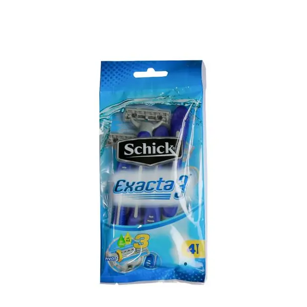 خودتراش یکبار مصرف 3 لبه مدل Exacta 3 شیک بسته 4 عددی