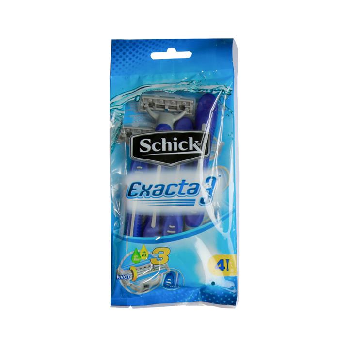 خودتراش یکبار مصرف 3 لبه مدل Exacta 3 شیک بسته 4 عددی