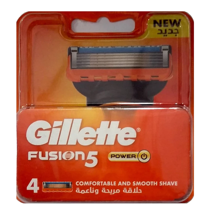 یدک تیغ اصلاح ژیلت 5 تیغ فیوژن واتر پاور بسته 4 عددی Gillette Fusion Power Blades Pack Of 4 7702018877591