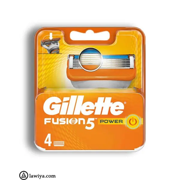 یدک تیغ اصلاح ژیلت 5 تیغ فیوژن واتر پاور بسته 4 عددی Gillette Fusion Power Blades Pack Of 4 7702018877591