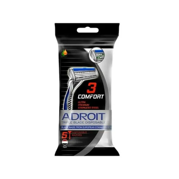 ژیلت یکبار مصرف سه لبه صابون دار 5 عددی مردانه ADROIT - 2