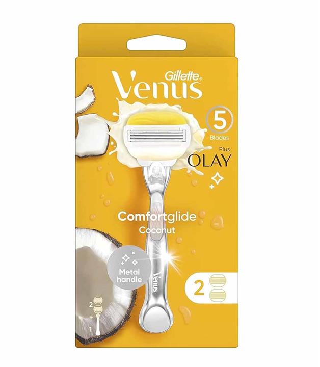 خودتراش 5لبه ژیلت مدل ونوس کامفورت گلایدVenus Plus Olay Comfortglide Coconut Razor 5Blade