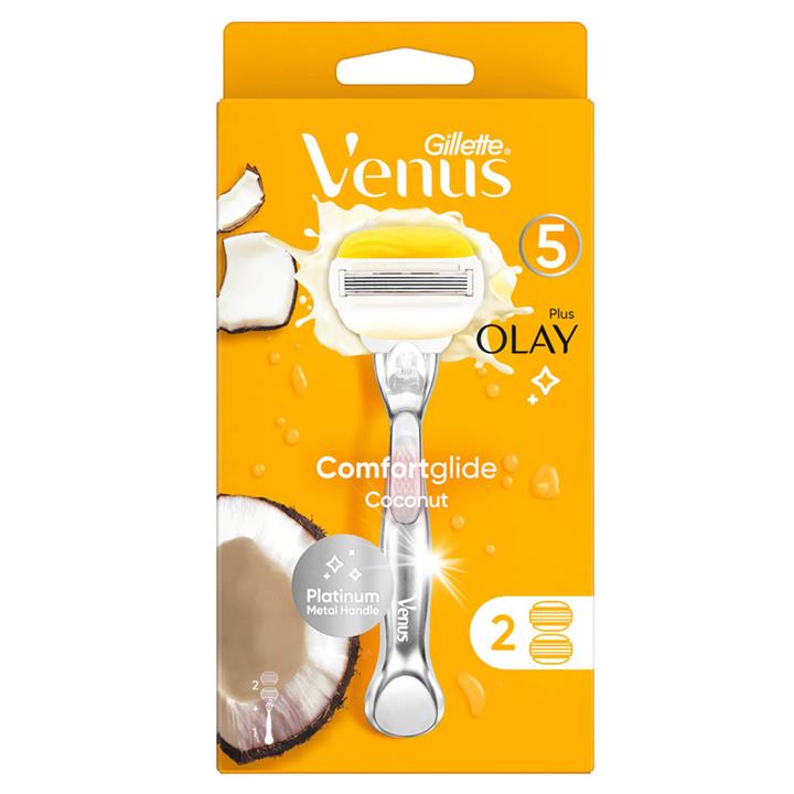 خودتراش 5لبه ژیلت مدل ونوس کامفورت گلایدVenus Plus Olay Comfortglide Coconut Razor 5Blade