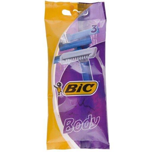 خودتراش بیک مدل bic body بسته 3 عددی یک لبه استیل ضد زنگ/ژیلت بیک