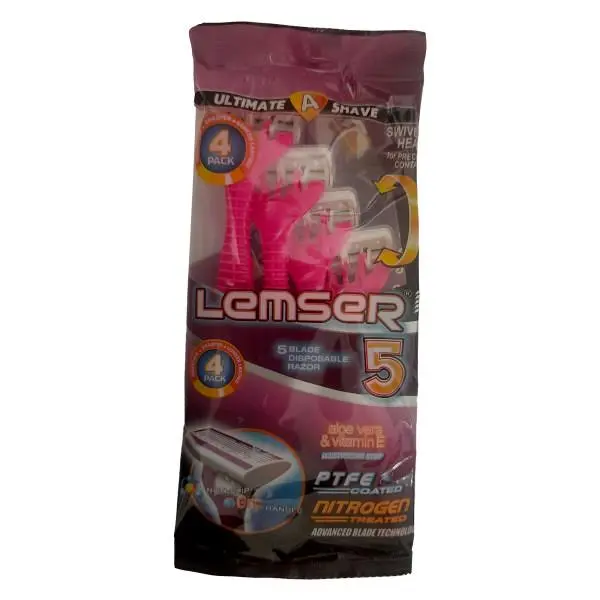 تیغ ژیلت اصلاح پنج لبه صابوندار لمسر LEMSER تعداد هر بسته 4 عددی - 5