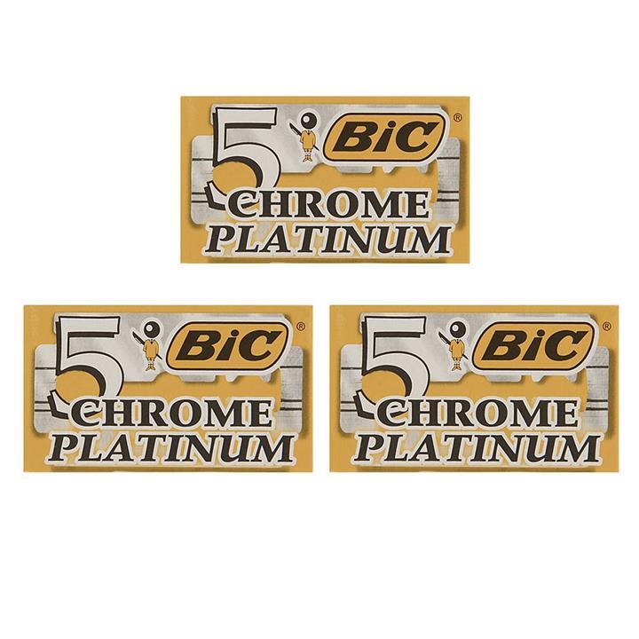 تیغ یدک بیک مدل Platinum Chromium Double Edge مجموعع 3 عددی