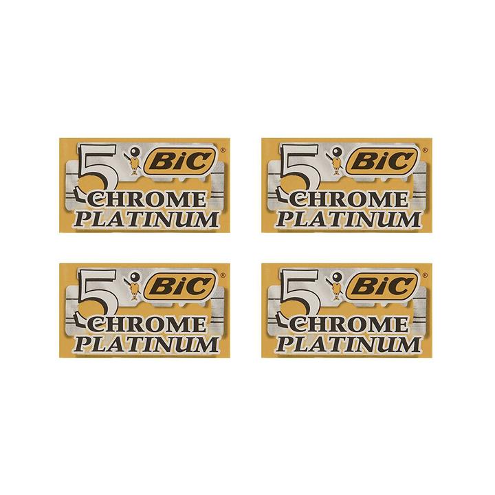 تیغ یدک سنتی بیک مدل Platinum Chromium Double Edge مجموعه 4 عددی