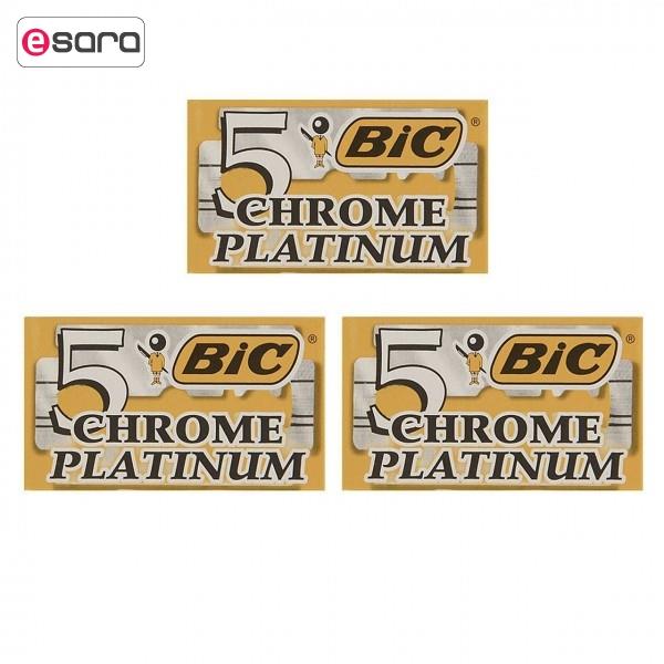 تیغ یدک بیک مدل Platinum Chromium Double Edge مجموعع 3 عددی