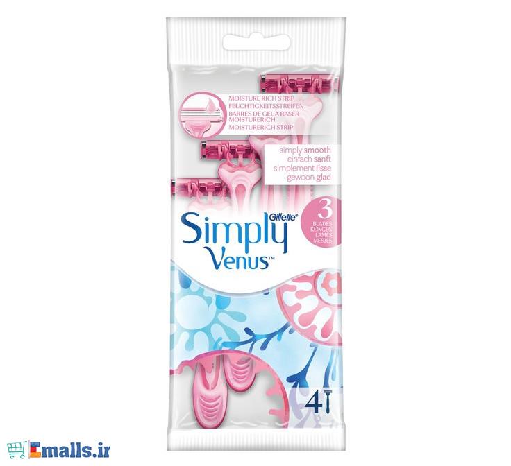 خود تراش ژیلت مدل Simply Venus 3 بسته 4 عددی