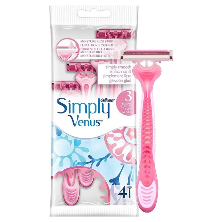 خود تراش ژیلت مدل Simply Venus 3 بسته 4 عددی