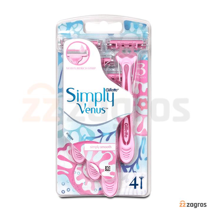 خود تراش ژیلت مدل Simply Venus 3 بسته 4 عددی