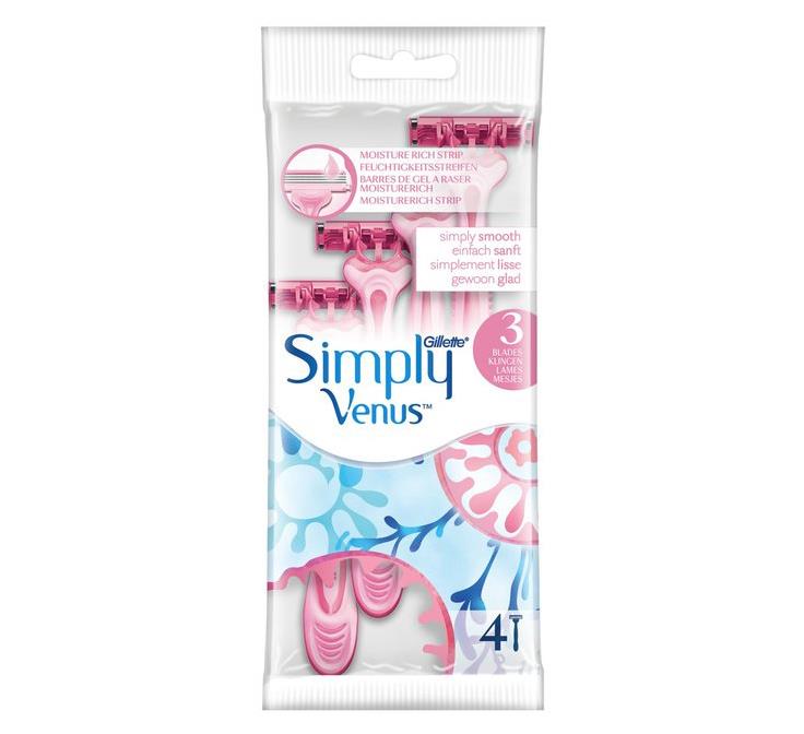 خود تراش ژیلت مدل Simply Venus 3 بسته 4 عددی