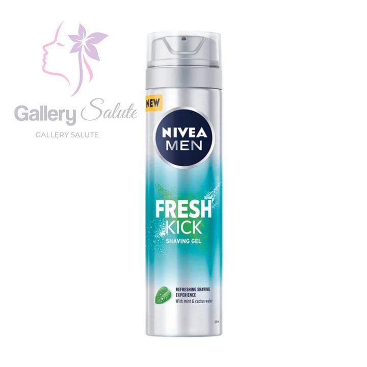 ژل اصلاح نیوا مدل فرش کیک حاوی نعناع و آب کاکتوس Nivea Fresh Kick Shaving Gel 200ml