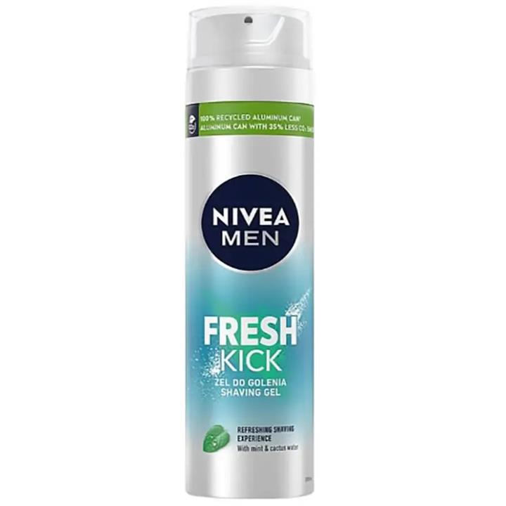 ژل اصلاح نیوا مدل فرش کیک حاوی نعناع و آب کاکتوس Nivea Fresh Kick Shaving Gel 200ml