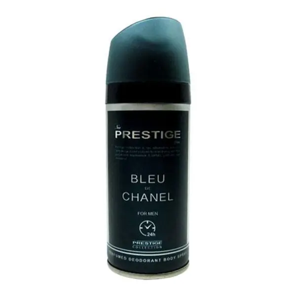 اسپری خوشبوکننده مردانه بدن پرستیژ مدل بلو شنل blue chanelمناسب برای لباس و بدن حجم 150 میلی لیتر