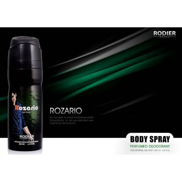 اسپری بدن مردانه رودیر مدل Rozario حجم 200 میلی لیتر