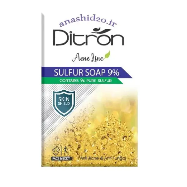 صابون گوگرد 9% دیترون مناسب پوست چرب و دارای آکنه 110 گرم