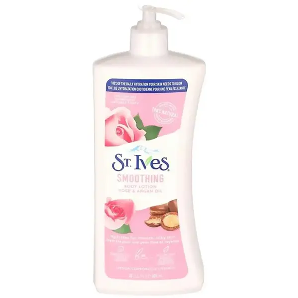 لوسیون بدن نرم کننده سنت ایوز مدل اسموتینگ 621 میل St Ives Smoothing Body Lotion Rose & Argan Oil
