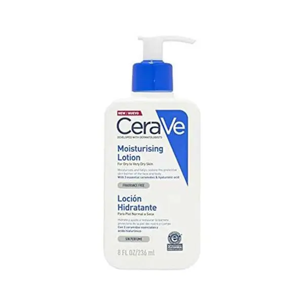 لوسیون بدن سراوی CeraVe مدل Moisturizing (مناسب پوست خشک و خیلی خشک-آبی) حجم 236 میلی لیتر