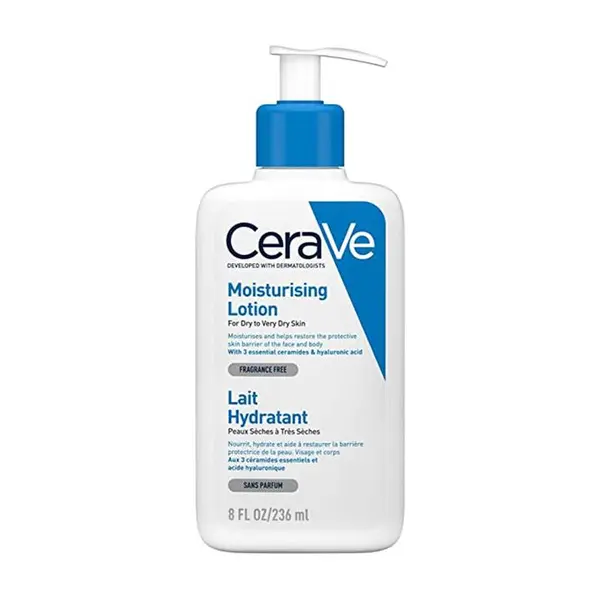 لوسیون بدن سراوی CeraVe مدل Moisturizing (مناسب پوست خشک و خیلی خشک-آبی) حجم 236 میلی لیتر