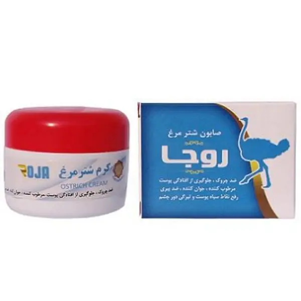 کرم شترمرغ روجا مدل Ostrich به همراه صابون شترمرغ روجا