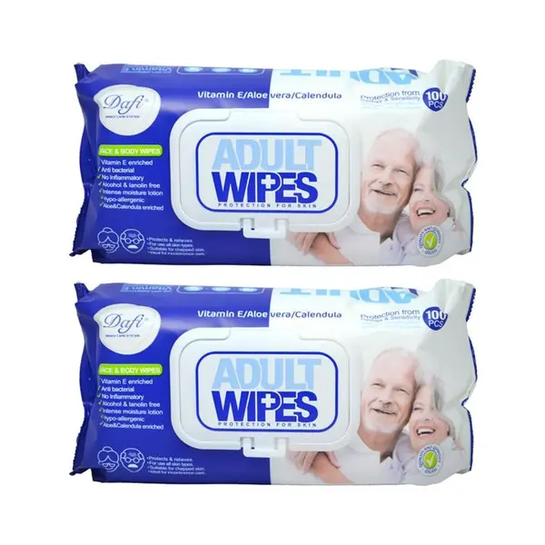 دستمال مرطوب دافی مدل Adult Wipes بسته 100 عددی