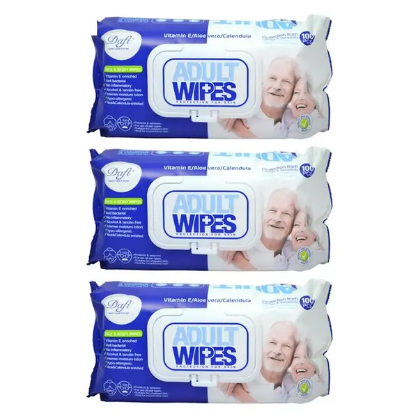دستمال مرطوب دافی مدل Adult Wipes بسته 100 عددی