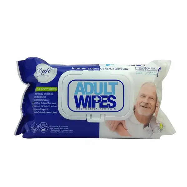 دستمال مرطوب دافی مدل Adult Wipes بسته 100 عددی
