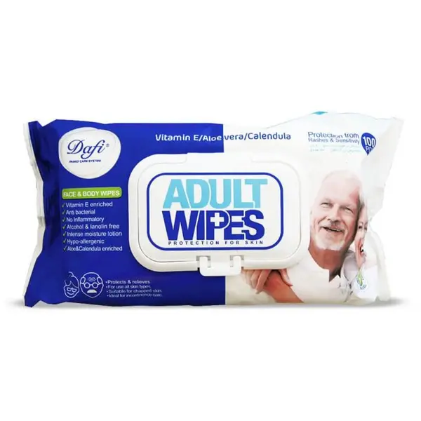 دستمال مرطوب دافی مدل Adult Wipes بسته 100 عددی