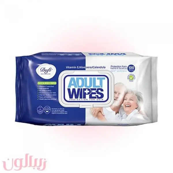 دستمال مرطوب دافی مدل Adult Wipes بسته 100 عددی