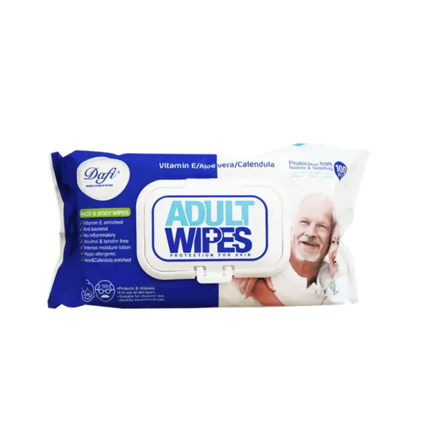 دستمال مرطوب دافی مدل Adult Wipes بسته 100 عددی