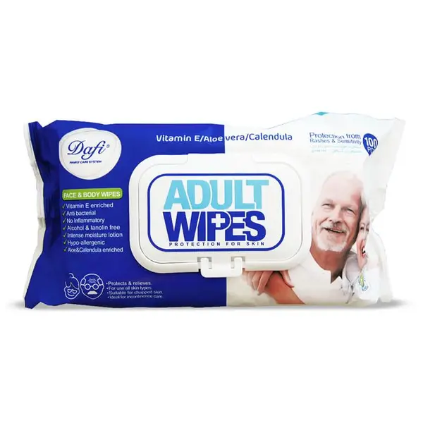 دستمال مرطوب دافی مدل Adult Wipes بسته 100 عددی