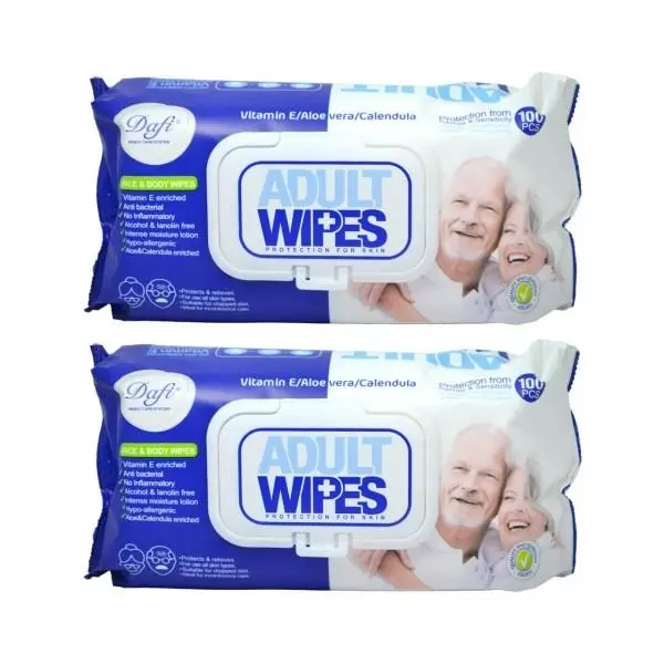 دستمال مرطوب دافی مدل Adult Wipes بسته 100 عددی